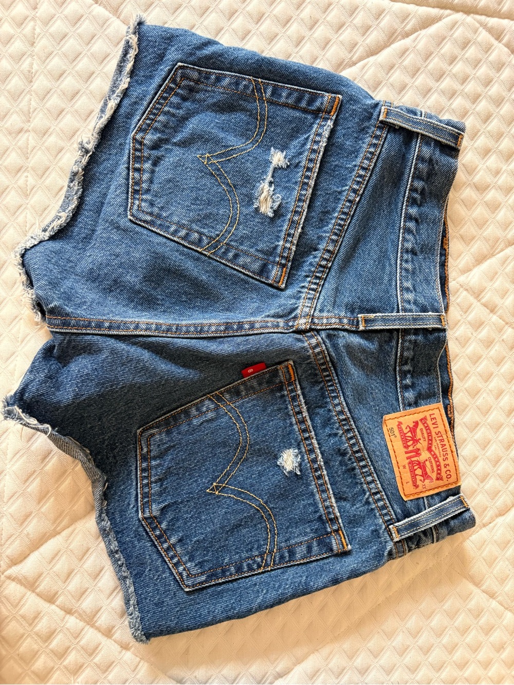 2 pairs-Levi's Blue Distressed High-Waist Denim Shorts